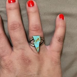 Turquoise lightning bolt ring